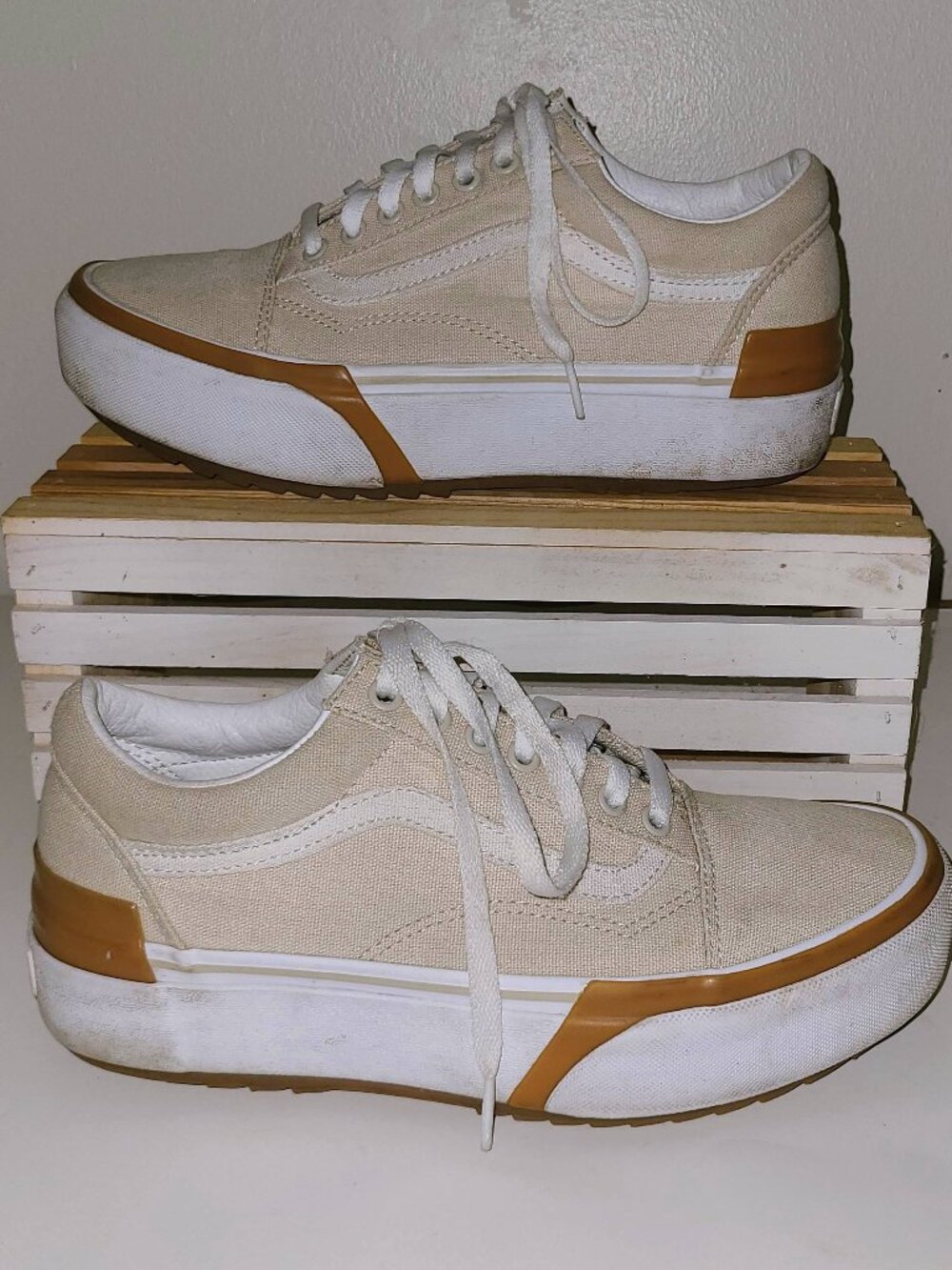 VANS Canvas Old Skool Stacked Platform Sneakers, Size 9.5